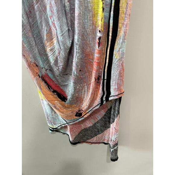 Rachel Roy jersey Asymmetrical handkerchief maxi dress abstract colorful Size-M - Picture 4 of 8